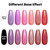 RARJSM Holographic Gel Nail Polish Set Summer Colors Glitter Gel Polishes Kit Rose Gold Hot Pink Red Violet Bright Purple 6PCS 7.5ML Curing Required
