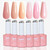 FZANEST Rubber Base Gel Polish, 6pcs*7.5ml Builder Gel Jelly Sheer Natrual Nude Pink in a Bottle UV Gel Polish Kit, Structure Quick Extension Gel