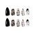 BABALAL 24Pcs Medium Stiletto Fake Nails Black Skull False Nails Punk Full Cover Artificial Halloween Press on Nails Almond Acrylic Nails for Women a