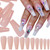 500pc Nude Pink Press on Coffin Nails Painted Acrylic Nail Art Tips Artificial Fingernails False Nails Full Cover Party Manicure Design Decor for Wom