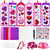 ArtCreativity 314 PCS Valentines Day Bookmark Craft Kit - Makes 24 Bookmarks - Valentine Crafts for Kids Classroom - Valentines Bookmark Craft Kit w