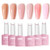 FZANEST Gel Nail Polish Jelly Nude Set,Sheer Natural Milky Pink 6 Colors Gel Polish Nail Kit Soak Off LED UV Varnish Nail Art Manicure Kit