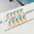 DANMANR Square Press on Nails Short Fake Nails French Acrylic Full Cover False Nails for Women and Girls 24PCS (Blue French)