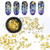 MEILINDS Gold Nail Studs Gems Sparkle Rhinestones Metal Rivets Charms Hollow Moon Star Shaped Artificial Pearls DIY 3D Nail Art Decoration(2 Boxes)