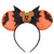 Mouse Ear Headband Hair Hoop with Orange Cat Ear Bow, Pumpkin and Bat Decor - Halloween Party Accessories