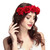 June Bloomy Rose Floral Crown Garland Flower Headband Headpiece for Wedding Festival (Velvet Red)