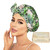 Luvruitaky Shower Cap Luxury Shower Caps for Women Reusable Waterproof Hair Cap for Shower with Adjustable Bowknot Hair Bath Cap (Green Palm)