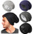 Geyoga 4 Pcs Satin Lined Sleep Bonnets Silk Sleeping Cap Slouchy Beanie Hat Elastic Sleep Head Wrap for Curly Hair(Dark Colors)