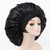 Satin Bonnet Silk for Hair Sleeping: Women Tie Bonnets Adjustable Night Cap Jumbo Size Comfortable Wide Band for Braids Curly Long Hair (Black)