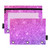 Purple Pink Glitter Print Binder Pencil Pouch for 3 Ring Pencil Pouch with Zipper Clear Window Pencil Case Pencil Pouches Bags for Office Daily Suppl