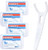 FAMILIFE Dental Floss Unwaxed Dental Floss Picks Unflavored Fluoride Free Back Teeth Toothpicks Flossing Flossers Threaders Sticks with 4 Travel Hand