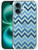 SuzaCase Clear Case for iPhone 16, iPhone 16 Case with Stylish Chevron Blue Pattern Printed Durable Clear Shockproof Drop Protection Phone Back Case/