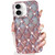 Changjia for iPhone 16 Plus Glitter Bling Case,Cute Luxury 3D Sparkle Rhinestone Diamond Flower Soft TPU Plating Bumper Shockproof Slim Protective Ca