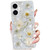 Changjia for iPhone 16 Plus Clear Glitter Floral Case,Cute Pressed Real Flowers Design Bling Sparkly White Floral Soft Silicone Shockproof Protective