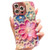 Changjia Floral Case for iPhone 16 Pro,Cute Colorful Retro Oil Painting Printed Flower with Glitter Bling Sparkly Camera Protector Soft TPU Protectiv