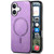 Dinglijia Slim Leather Case Compatible with MagSafe Strong Magnetic Case for iPhone 16,Camera and Screen Protection Cover for iPhone 16,FG Purple