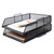 Exerz Paper Sorter Stackable/Desk Letter Tray A4 File Holder 2pcs - Wire Mesh - Office, School - Black