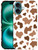 SuzaCase Back Case for iPhone 16, iPhone 16 Case with Stylish Brown Cow Skin Print Design Printed Cute, Sleek Durable Hardshell Protective Designer P