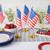Juvale Mini American Flag Decor Set - 12-Pack 8 x 5.5in Flags on 12in Poles with Gold Base - Patriotic Table Decorations & Party Supplies for Desk &