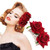 Xiaokeis Wedding Rose Flower Hair Comb, Faux Velvet Red Rose Bridal Hair Clip, Floral Hair Accessory for Women and Girls