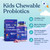 LOVEBUG Probiotics for Kids  Probiotic Chewables with Prebiotic Fiber for Age 4+,Daily Children's Gut Health & Digestive Support Supplement, Sugar-F
