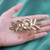 Allereyae Gold Pearl Wedding Hair Comb Barrette - Flower Leaf Hair Comb - Bridal Headpieces - Women's Accessories