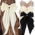 3Pcs Silky Satin Hair Accessories: Large Barrettes, Long Tail Bows, Cute Clips for Women (Beige, Pink, Black)