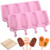 WMKGG Popsicle Silicone Molds Set, 2 PCS Ice Cream Molds with 50 Wooden Sticks for Cake Pop, Ice Pop, Cakesicles (Standard Size/Pink)