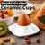 Flexzion Soft Boiled Egg Holder Set - Egg Cups for Soft Boiled Eggs British - Set of 6 Ceramic Egg Holder - Stackable Egg Coddler Cups with Base for