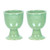 WHOLELIFEOBJECTS Soft Boiled Egg Holder | Ceramic Egg Cup Set | Ceramic Egg Holder Pottery Housewarming Gift Set of 2 (Green Mat)
