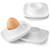 vibedor 4 PCS Ceramic Egg Cups, White Hard Boiled Egg Holders for Restaurant, Kitchen and Parties for Breakfast, Serving and Meal?Square?