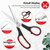 Mekueeex Modern Multipurpose Scissors, 8" Bulk 24-Pack, Stainless Steel, Ambidextrous, Red, Blue, Green, Black
