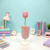 ZhangyiHot Pink Plastic Tulip Pen Holder Cute Pens Cup for Desk Pen Brush Organizer Office Stationery Supplies Home Decor Desk Supplies Holders and D