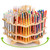Peohud Wooden Pen Holder, 124 Slots Rotating Pencil Display Stand, Portable Paint Brush Organizer for Colored Pencils, Watercolor Brushes, Art Brushe
