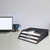 Acrimet Horizontal Triple File Folder Holder, Open Top Desktop Document Sorter for Letter Size Papers & Folders, Plastic (Black)