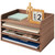 PROLEE Wooden Paper Tray Organizer for Desk,Stackable Paper Holder and Letter Tray,4-Tier Desktop File Storage Rack for Study,Home and Office(Walnut,