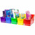 Storex Book Bins with Metal Shelf Rack, 14.3 x 25.69 x 7.25, 5 Assorted Color Bins, White Epoxy Metal Rack