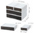 OSteed White Desktop Drawers for Paper, Stackable Office Storage Drawers for Desk, Craft Organizer and Storage Bins, 4 Mixed Storage Container with P