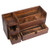 ExoLiry Rustic Brown Wooden Desktop Organizer Drawers Removable Office Supplies Torched Wood Storage Cabinet Caddy Box Stationery Pencil Slots Mail H