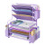 Simple Trending 7 Tier Desk File Organizer, Letter Tray Paper Organizer with Pen Holder and Metal Hanging Basket, Purple