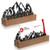 CroBlissful 2 Pcs Mountain Business Card Holders for Desk, Wood&Metal Black Mountain Range Forest Silhouette Business Card Display Stand for Home Off