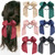 Lawie 6 Pack Satin Skinny Long Bowknot Hair Bows Scrunchies With Ribbon Bow Ponytail Holder French Twist Elastics Rubber Bands Chignon Bun Hairbands