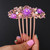 Chargances Bridal Flower Floral Hair Comb Wedding Purple Crystal Rhinestones Women Hair Side Comb Boho Pearl Hair Accessories Headpiece for Women and