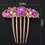 Chargances Bridal Flower Floral Hair Comb Wedding Purple Crystal Rhinestones Women Hair Side Comb Boho Pearl Hair Accessories Headpiece for Women and