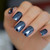 Coolnail Reflective Mirror Blue Gray Metal Plating False Fake Nails Navy Blue Acrylic Metallic Square Nail Art Tips