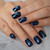 Coolnail Reflective Mirror Blue Gray Metal Plating False Fake Nails Navy Blue Acrylic Metallic Square Nail Art Tips