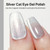 MIZHSE Universal Silver Cat Eye Gel Nail Polish, Magnetic Gel Polish with Magnet Stick, 10 ml Velvet Gray Glitter Galaxy Cateye Nail Polish Soak Off