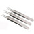 1Set(3PCS) Silver Professional Remove Blackheads Tweezers Set - Stainless Steel Straight/Slanted & Pointed Splinter/Bend Curved Blemish Extractor Too