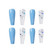BABALAL Long Coffin Fake Nails Butterfly Ballerina False Nails Blue Press on Nails Glossy Acrylic Nail Tips with Design for Women and Girls