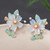 Vintage Light Blue Flower Hair Clips, A Pair of Sakura Decorative Hair Clips Tassel Pearl Barrettes, Wedding Hair Pins Hair Accessories for Women Gir